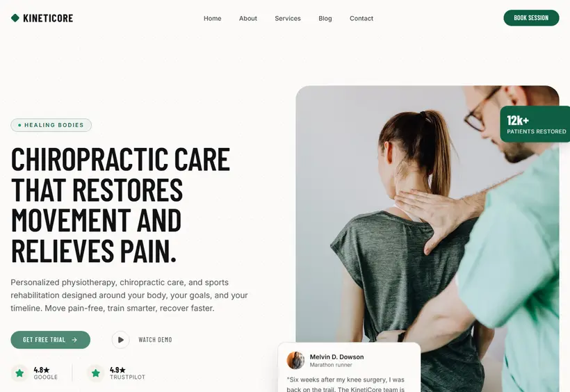 KinetiCore Physio Website